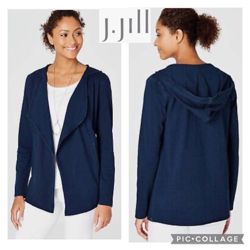 J. Jill Deep Blue Hooded Jacket - Picture 2 of 7